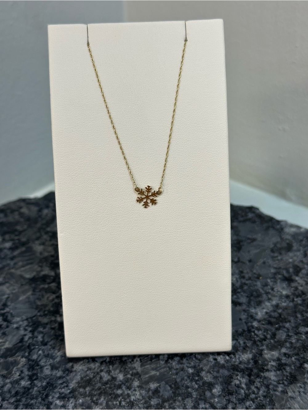 14K Yellow Gold Dainty Snowflake Necklace